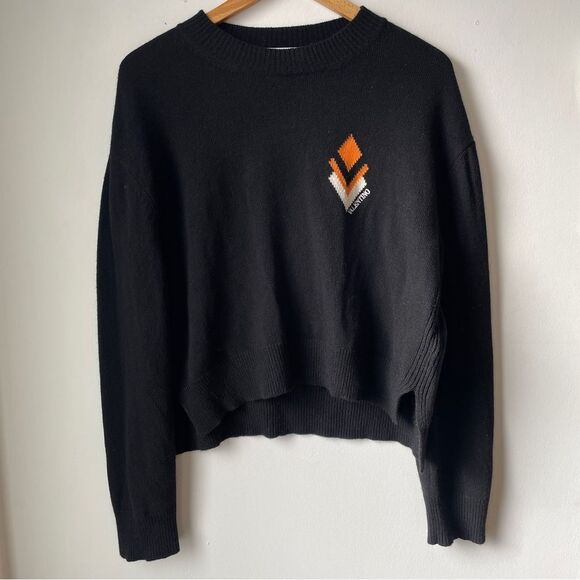 Valentino jacquard logo cashmere &  wool blend black‎ crew neck sweater XS - Picture 4 of 16
